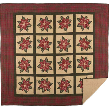 National Quilt Museum Poinsettia Block King Quilt 105Wx95L VHC Brands - The Fox Decor